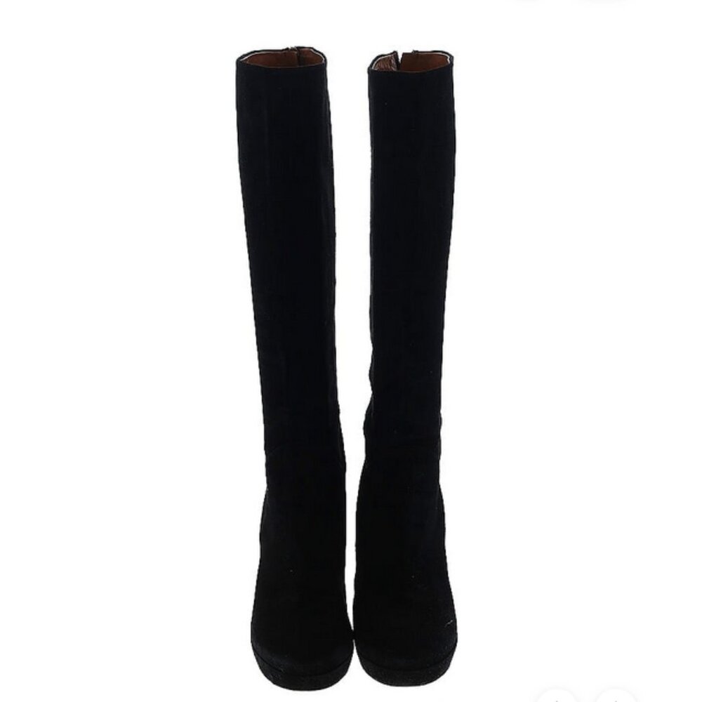 🖤 Gucci Black Suede Knee-High Boots | Bamboo Zipper Pulls High Heel Size 37.5 - Picture 2 of 9